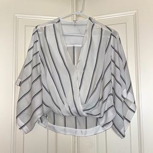 Free People V Cut Striped Blouse